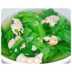Green mustard Soup With Minced Shrimps, With Minced Meat