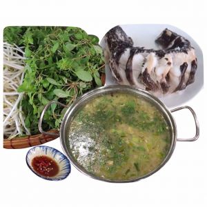 Hot pot-Mekong Black Fish porridge with bitter vegetables